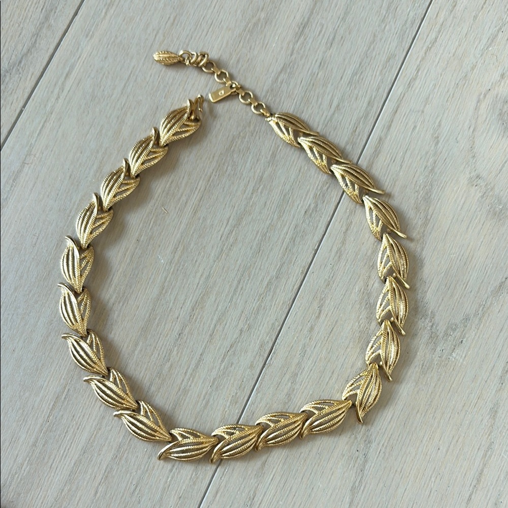 Vintage Monet Gold Leaf Necklace